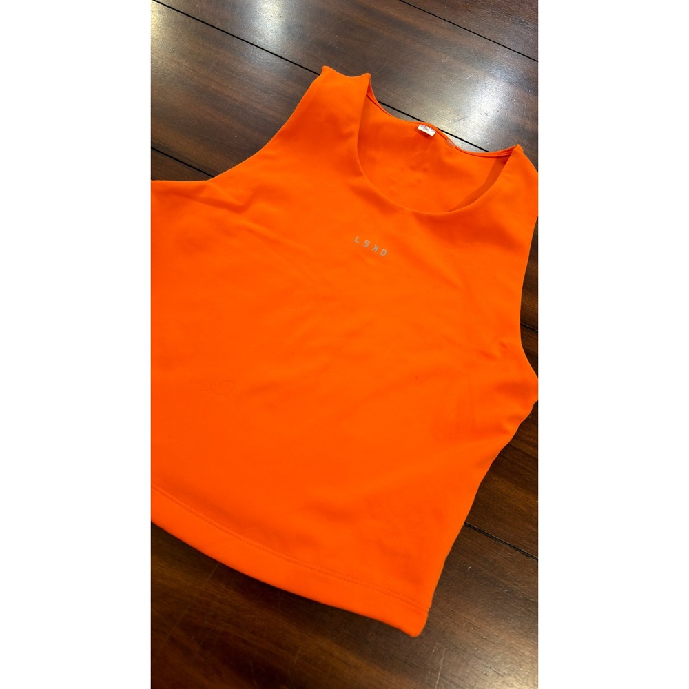 LSKD Womens Orange Activewear Cropped Tank Top WTNK01768 Size Medium - Picture 15 of 16